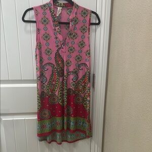 Vibrant Pink Paisley Sleeveless Dress